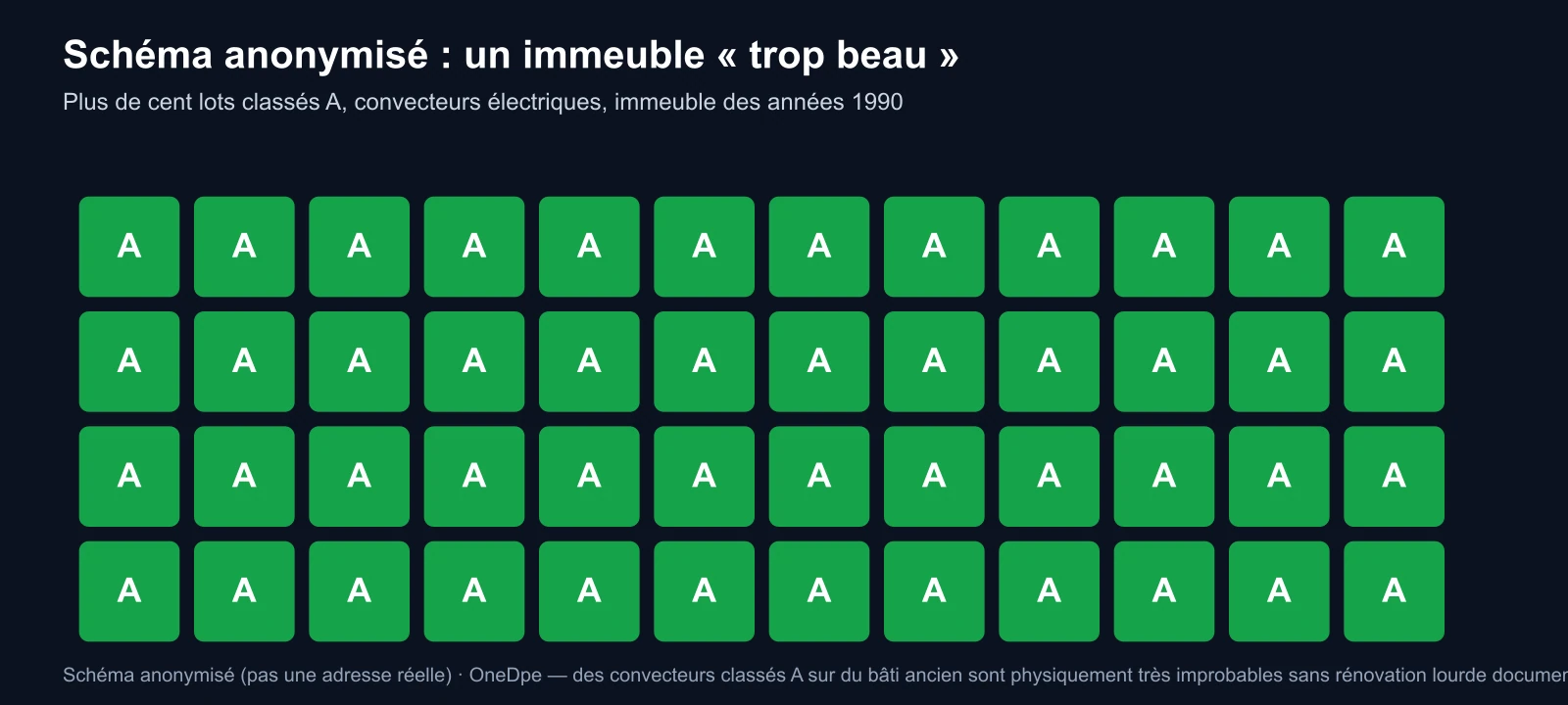 Schéma anonymisé d'un immeuble dont tous les lots sont classés A